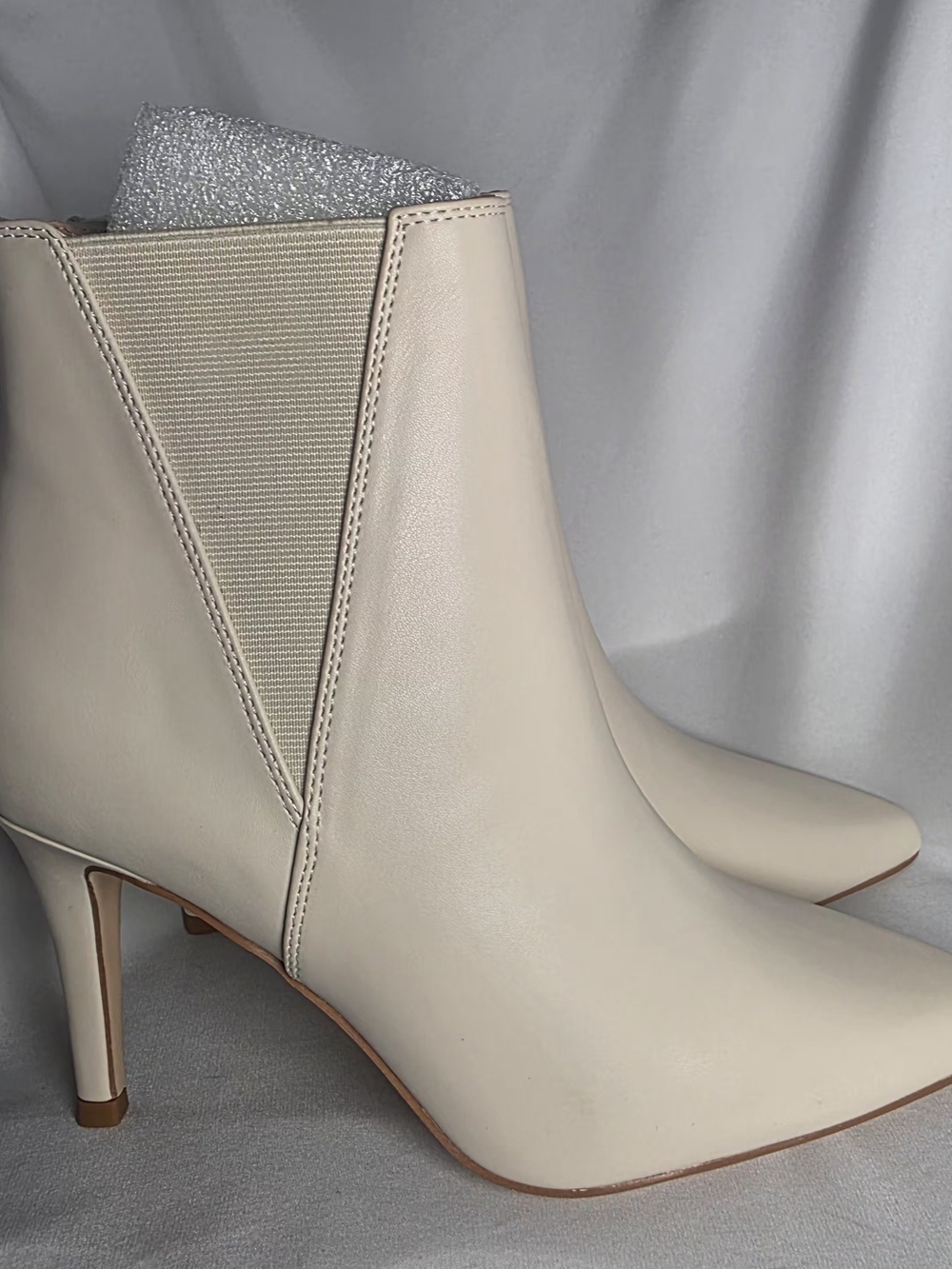 SCHUTZ Cream Pointed-Toe Ankle Booties